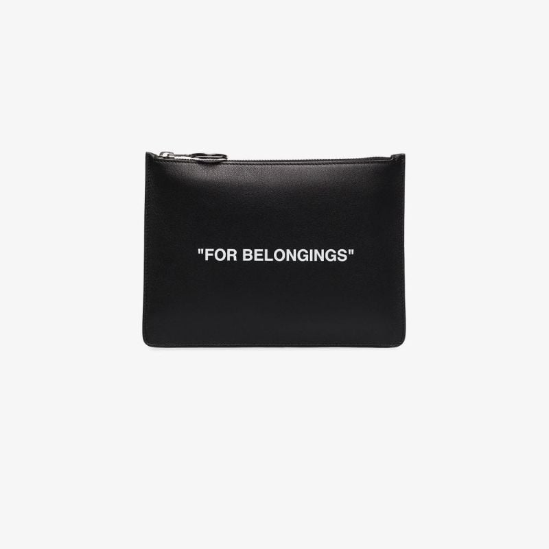 Black Quote Leather Pouch