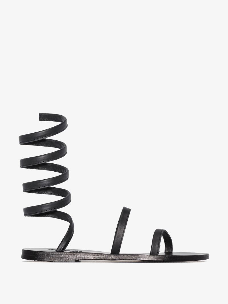 Black Ofis Ankle Wrap Leather Sandals