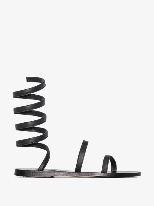 Black Ofis Ankle Wrap Leather Sandals