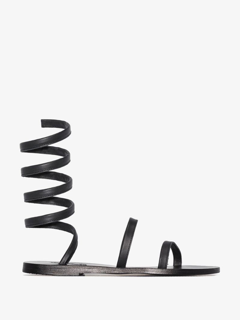 Black Ofis Ankle Wrap Leather Sandals