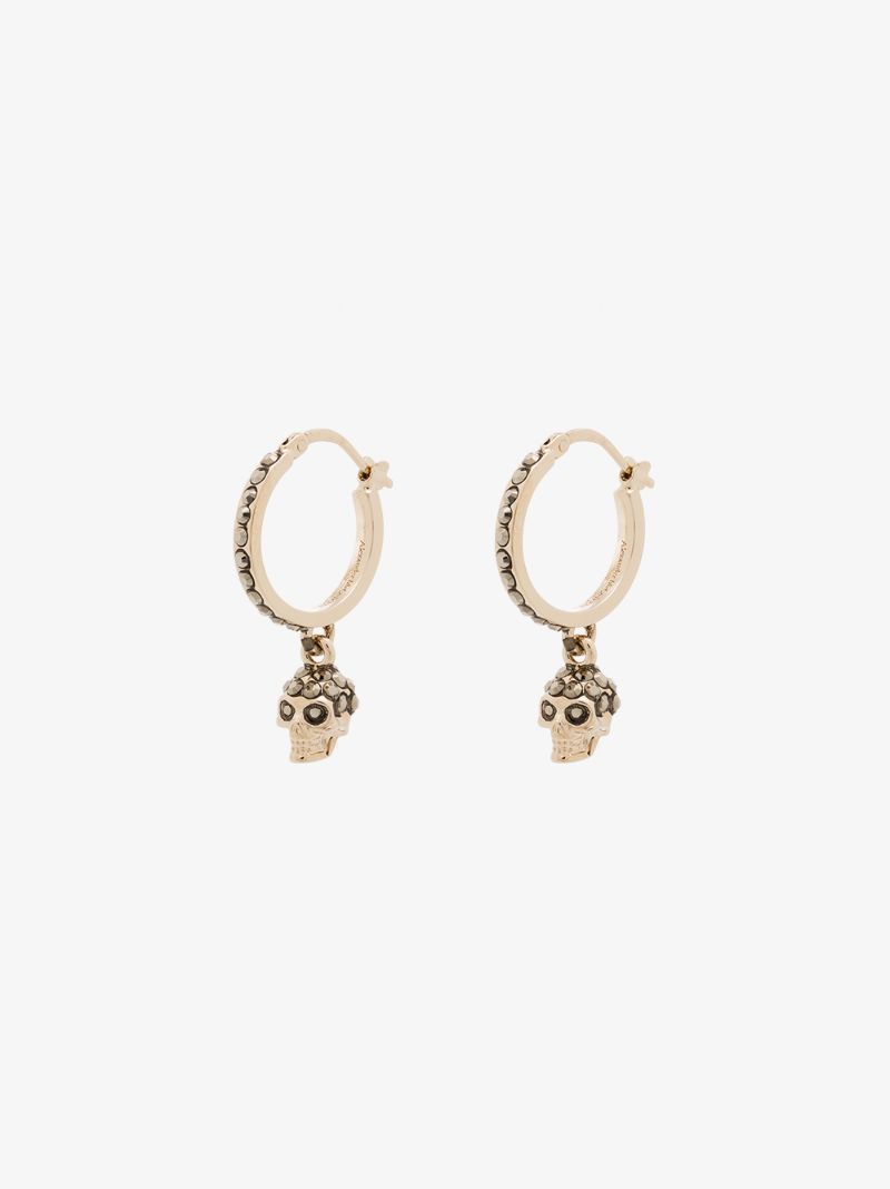 Gold-plated Crystal Skull Earrings