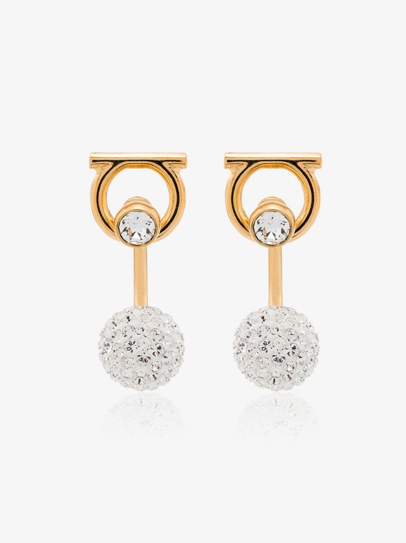 Gold Tone Gancini Crystal Earrings
