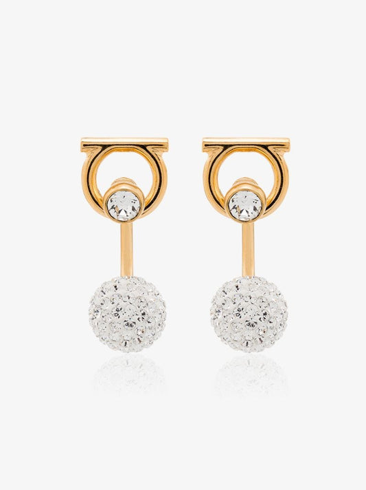 Gold Tone Gancini Crystal Earrings