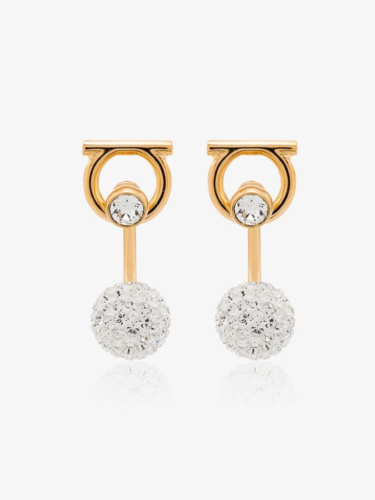 Gold Tone Gancini Crystal Earrings