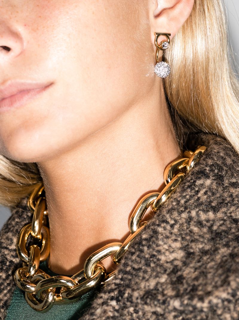 Gold Tone Gancini Crystal Earrings