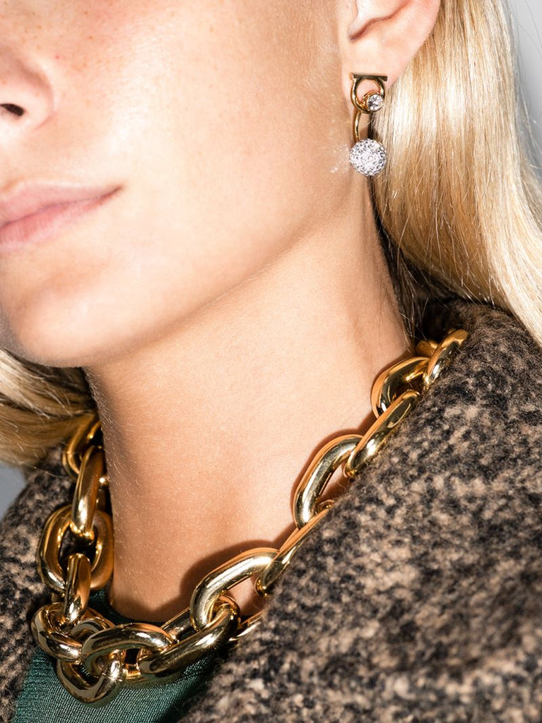 Gold Tone Gancini Crystal Earrings