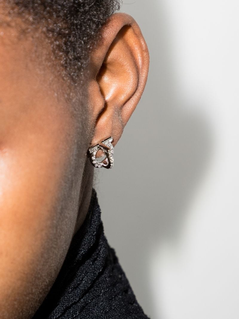 Silver Tone Gancini Crystal Earrings
