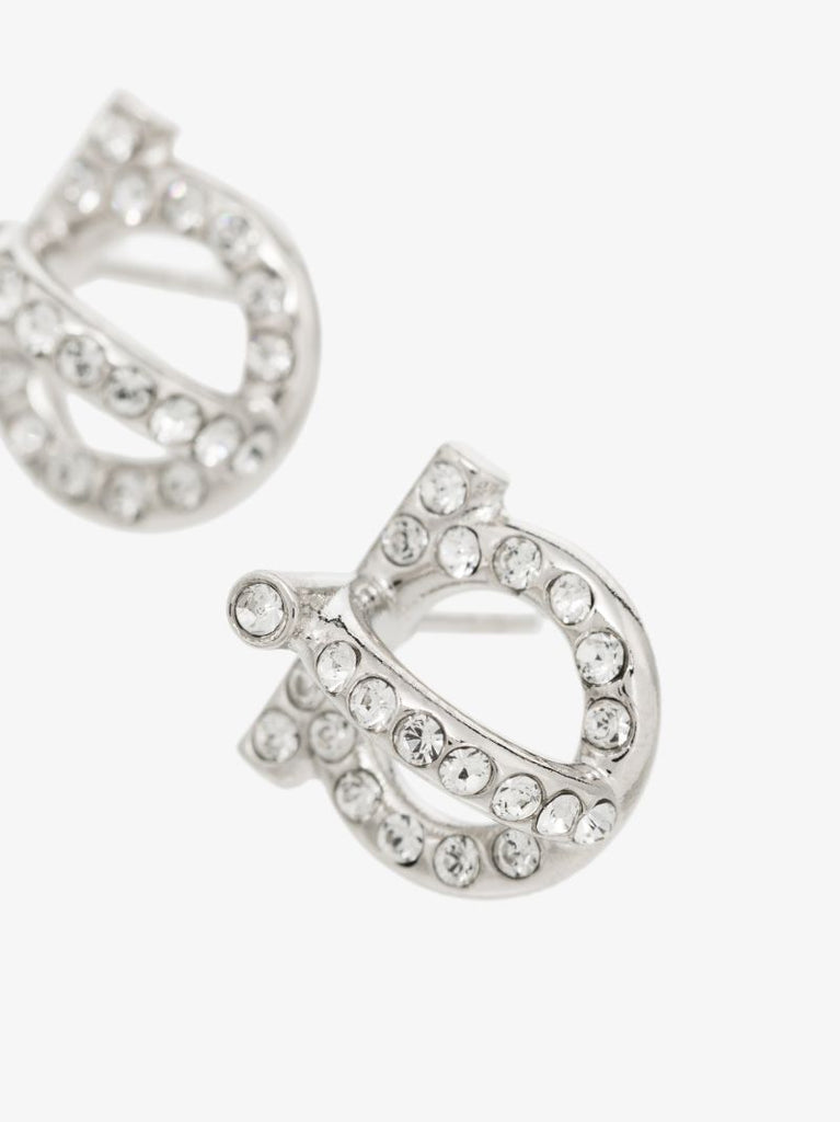 Silver Tone Gancini Crystal Earrings
