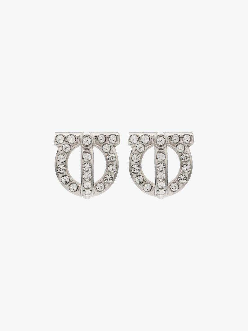 Silver Tone Gancini Crystal Earrings