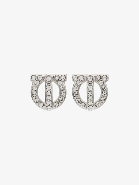 Silver Tone Gancini Crystal Earrings