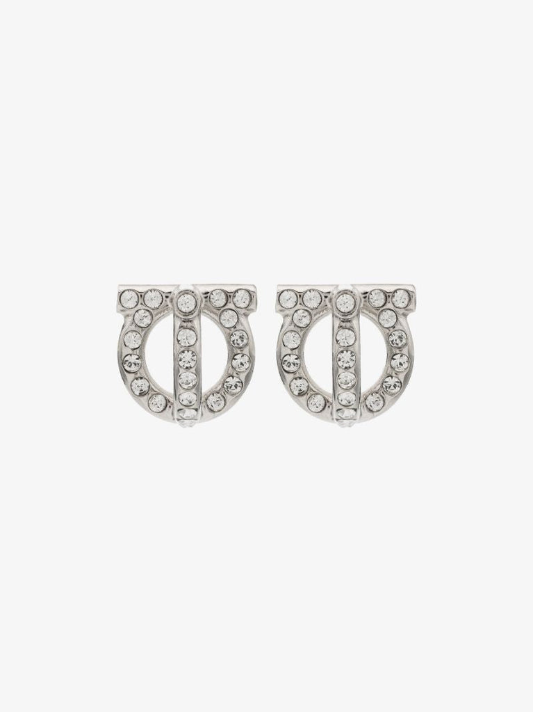 Silver Tone Gancini Crystal Earrings