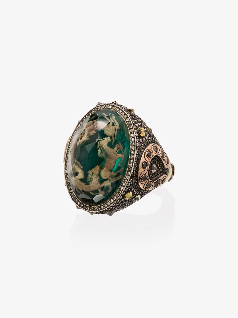 24k Yellow Gold Horse Citrine Diamond Ring