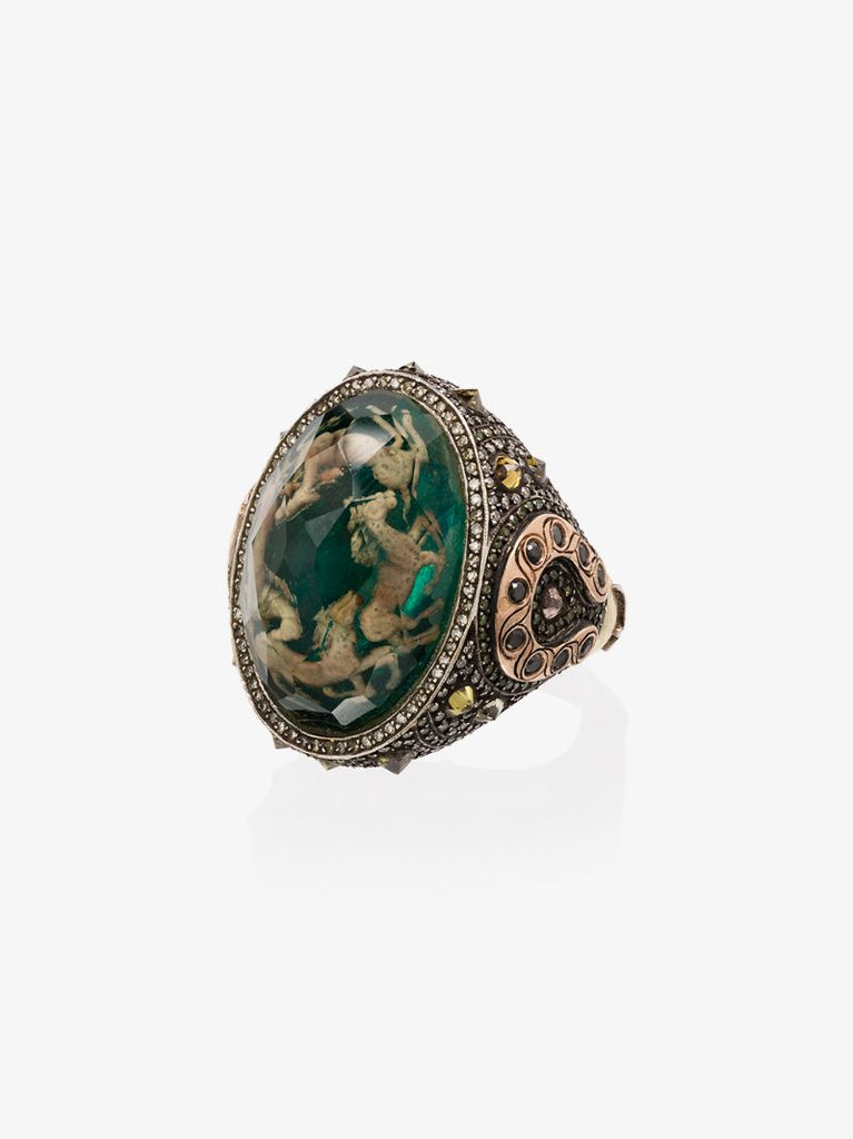 24k Yellow Gold Horse Citrine Diamond Ring