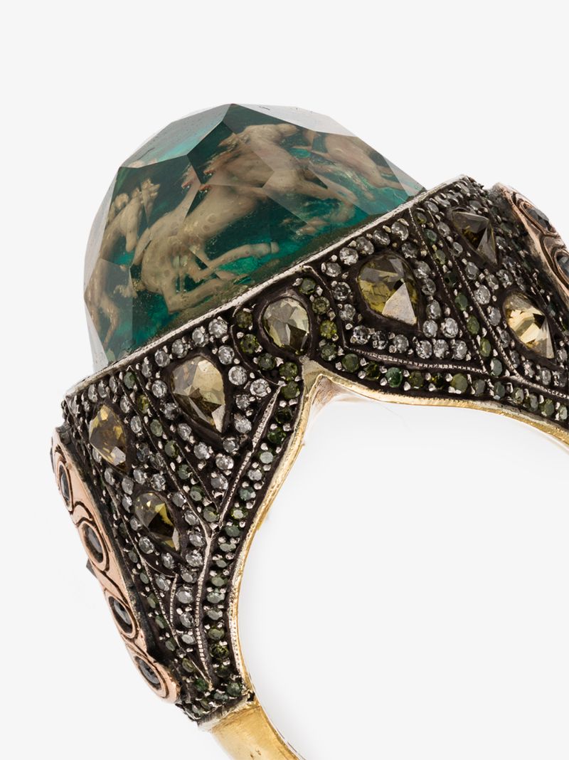 24k Yellow Gold Horse Citrine Diamond Ring