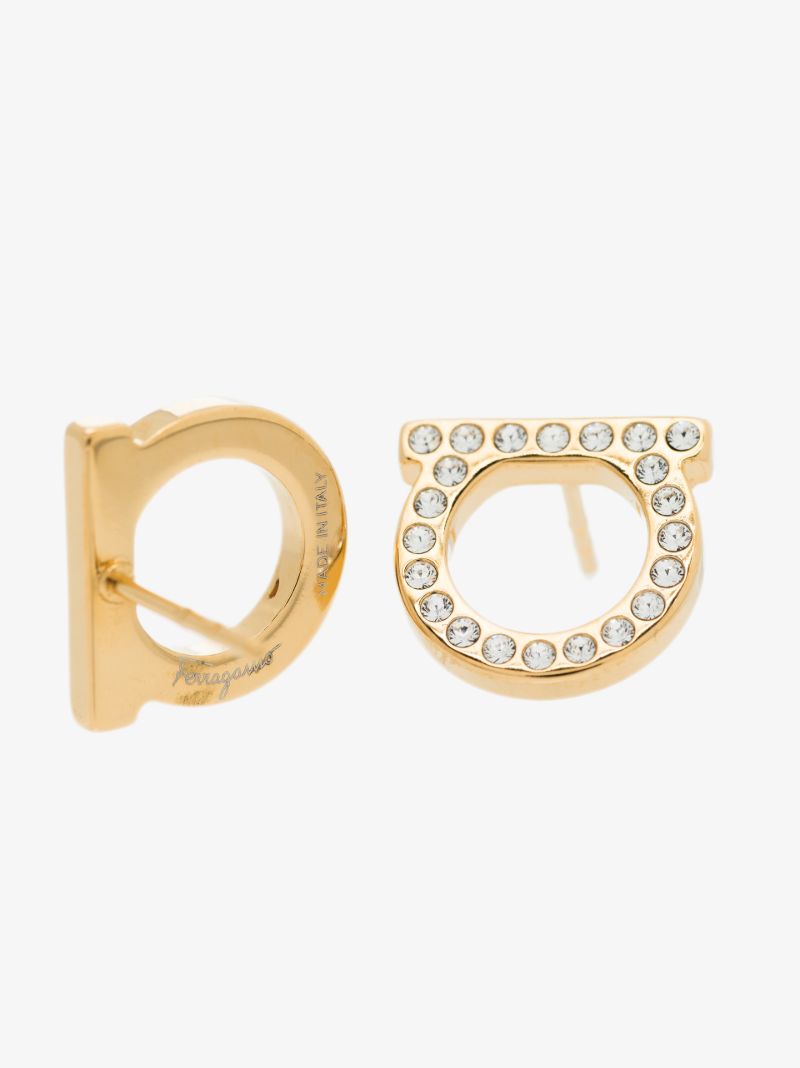 Gold Tone Gancini Crystal Earrings