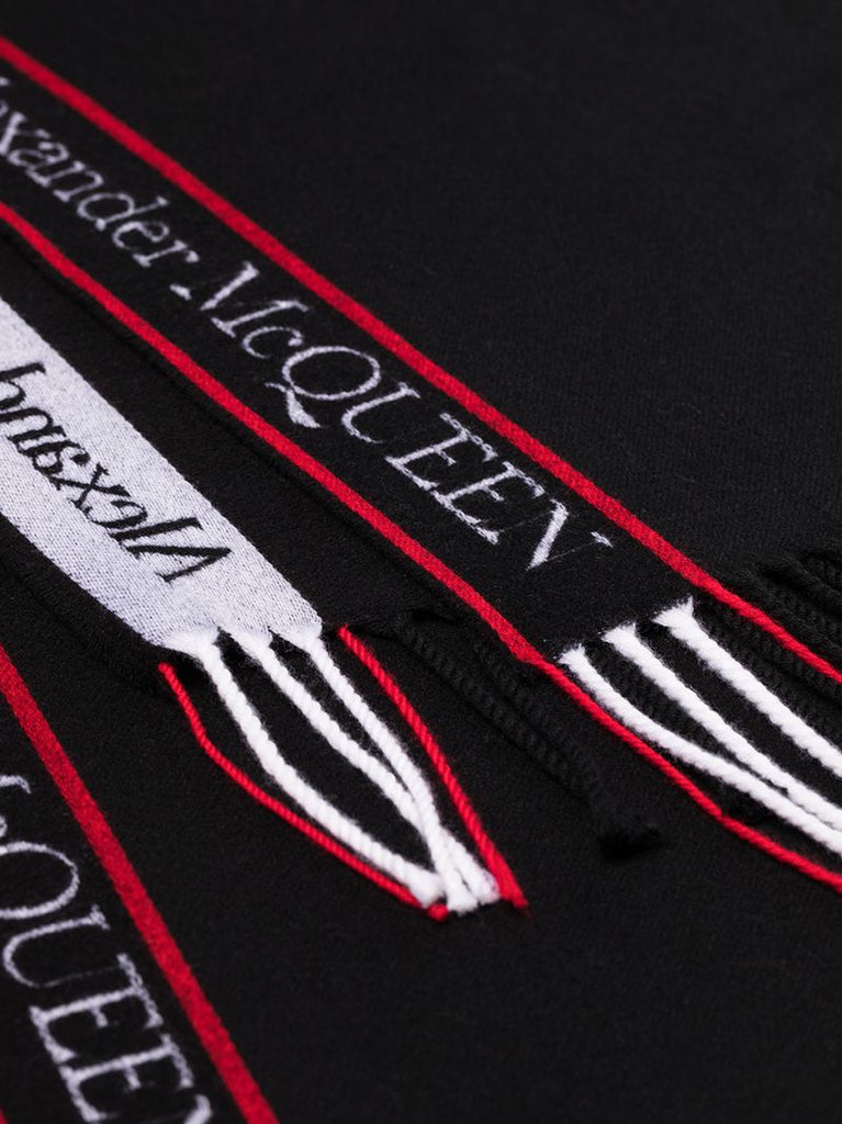 Black Logo Intarsia Wool Scarf