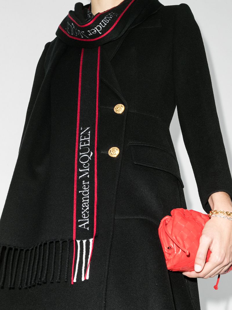 Black Logo Intarsia Wool Scarf