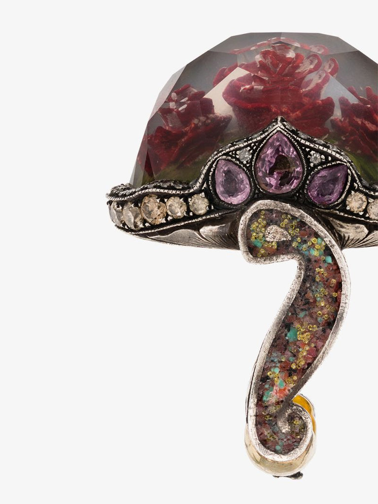 24k Yellow Gold Rose Quartz Diamond Sapphire Cocktail Ring