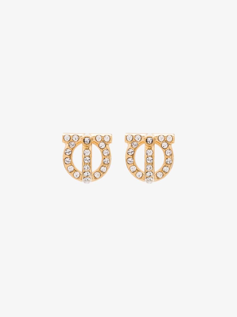 Gold Tone Gancini Crystal Earrings