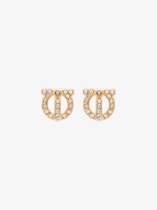 Gold Tone Gancini Crystal Earrings