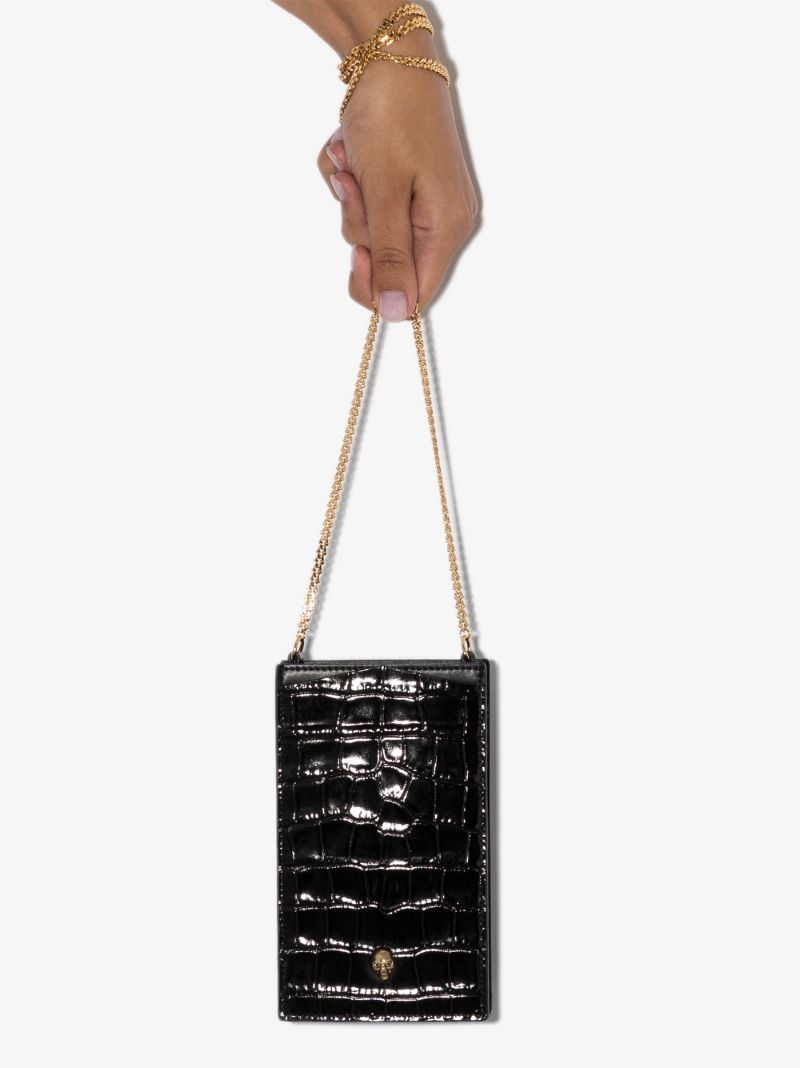 Black Mock Croc Chain Phone Case