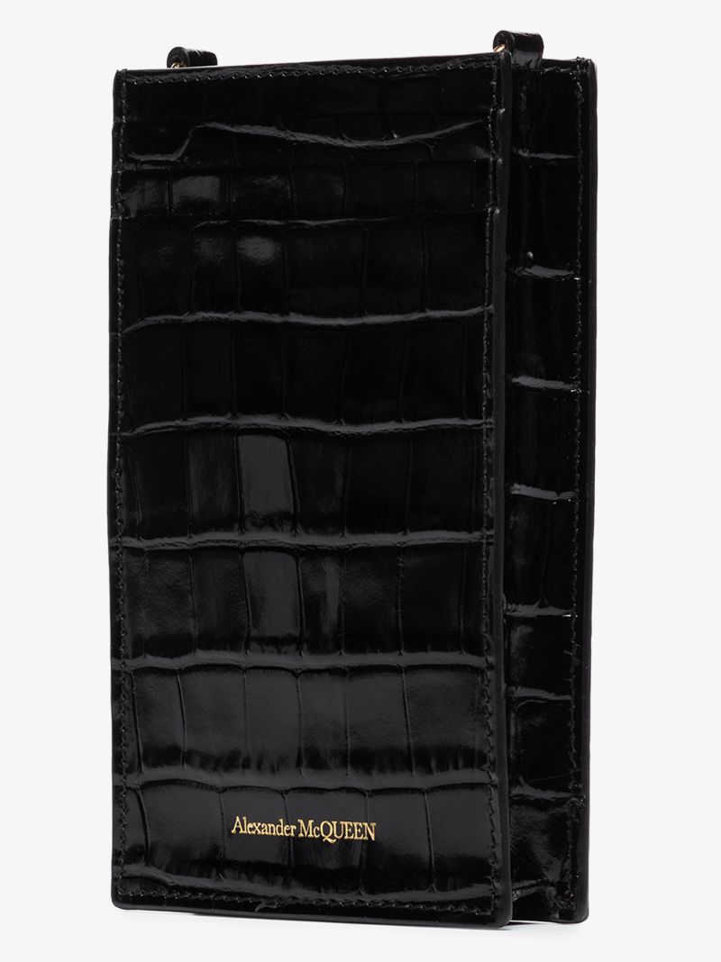 Black Mock Croc Chain Phone Case