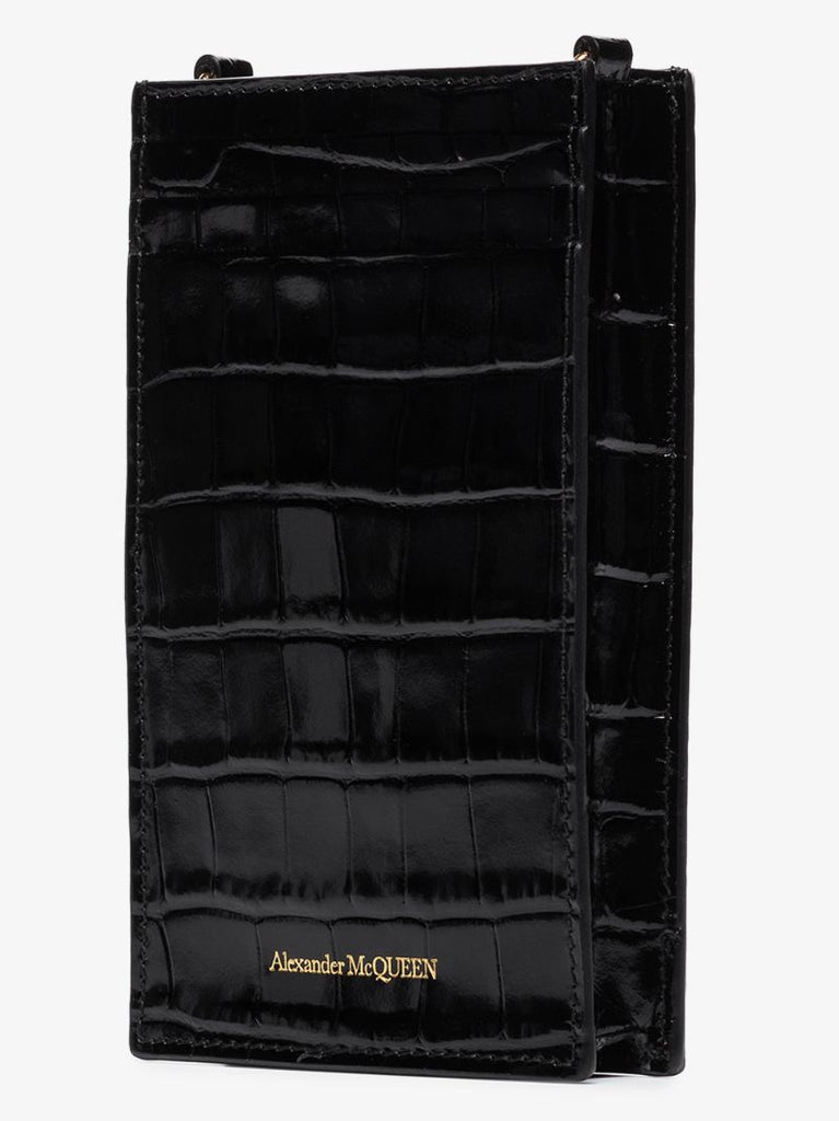 Black Mock Croc Chain Phone Case
