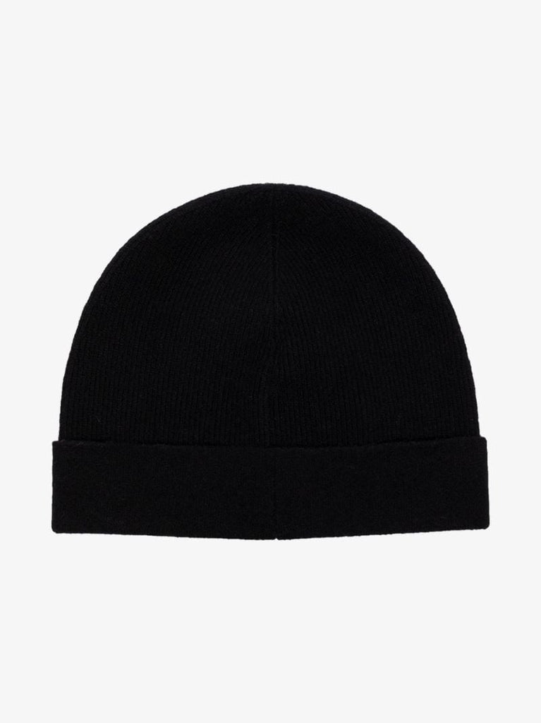 Black Logo Knit Wool Beanie Hat