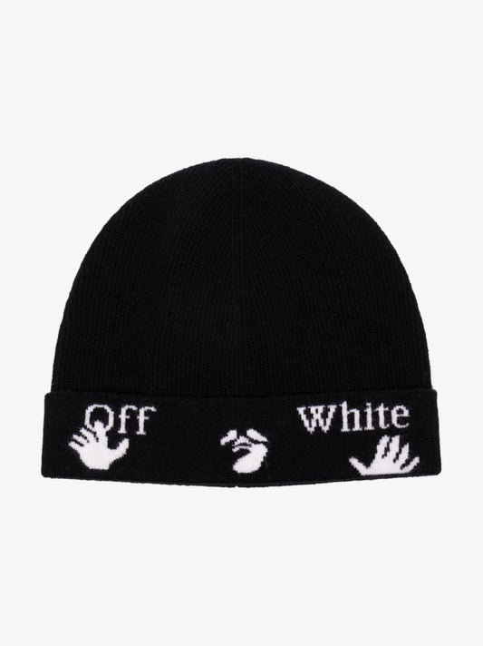 Black Logo Knit Wool Beanie Hat