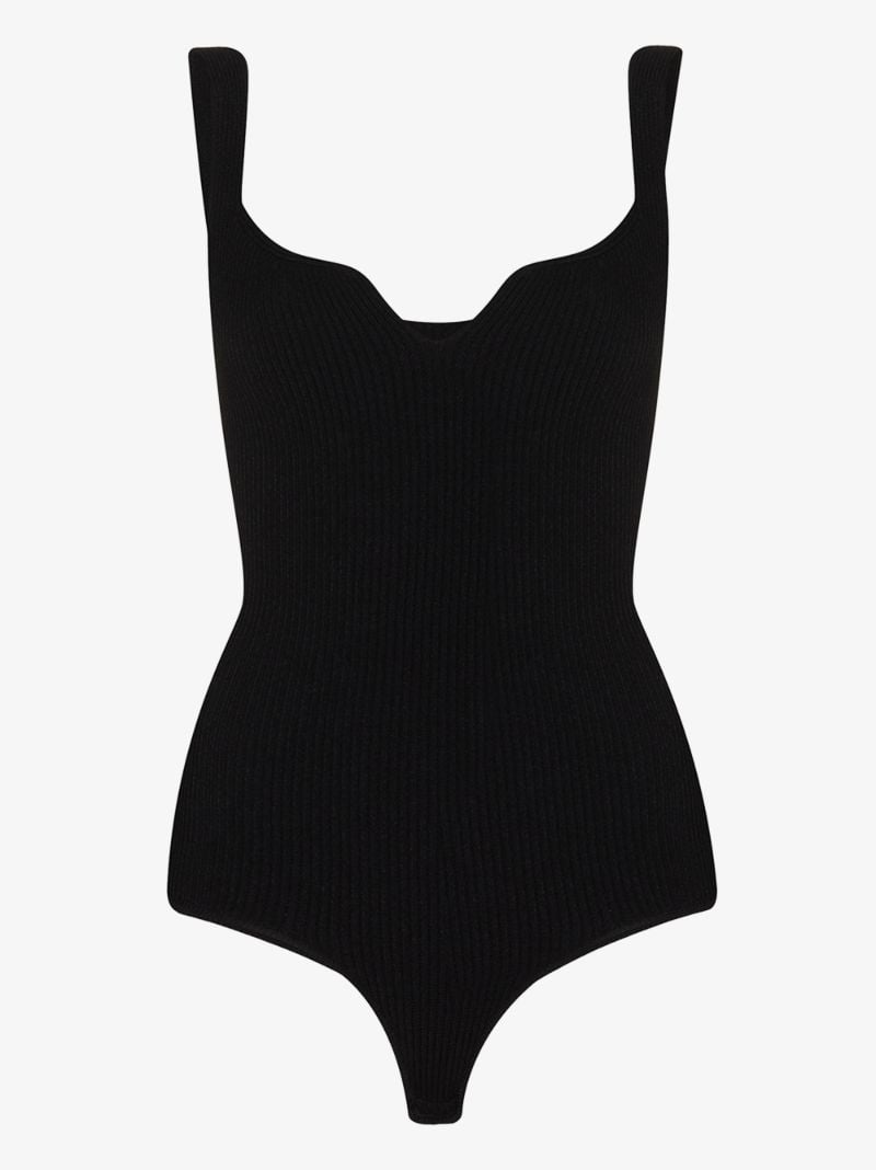 Yves Ribbed Sweetheart Neck Bodysuit