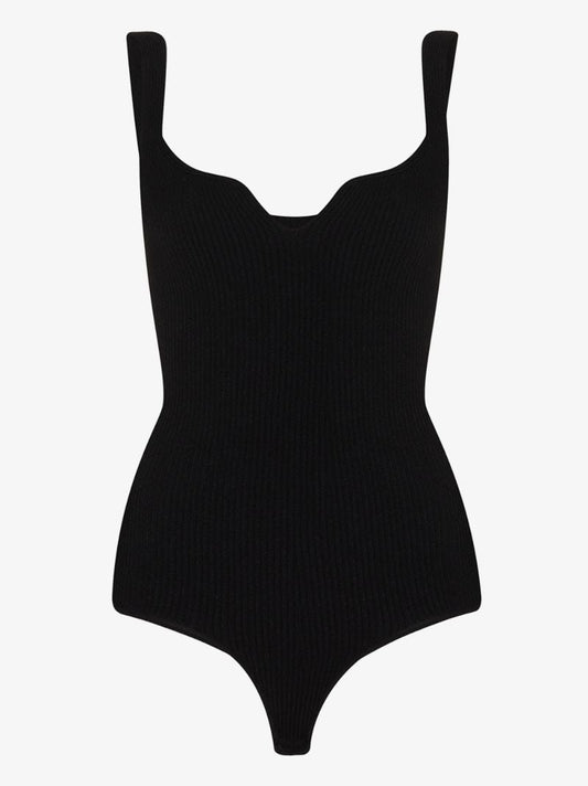 Yves Ribbed Sweetheart Neck Bodysuit
