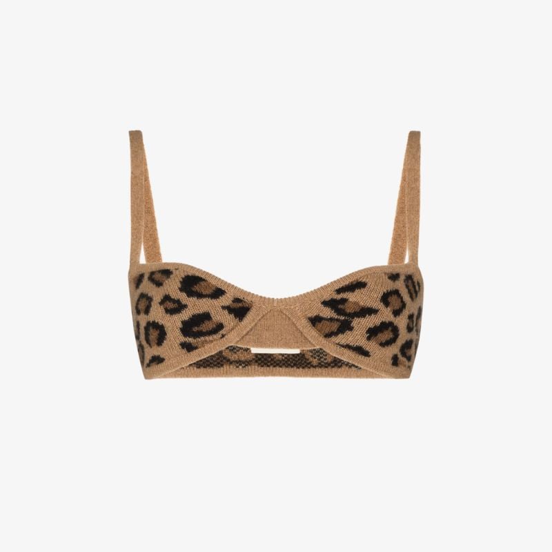 Eda Leopard Print Cashmere Bralette