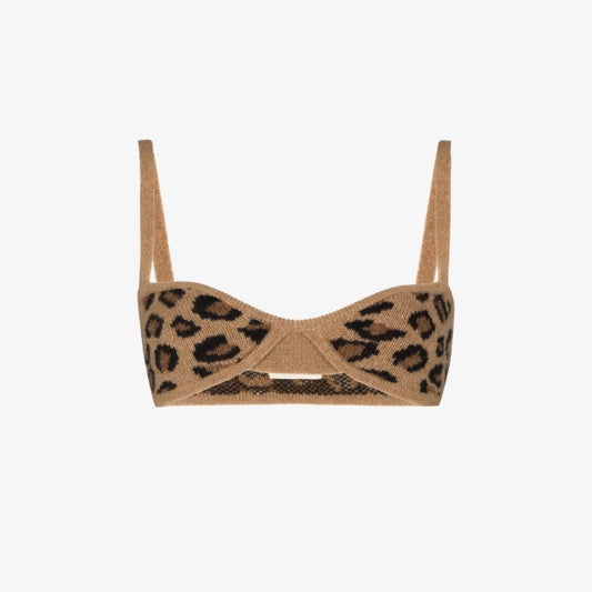 Eda Leopard Print Cashmere Bralette