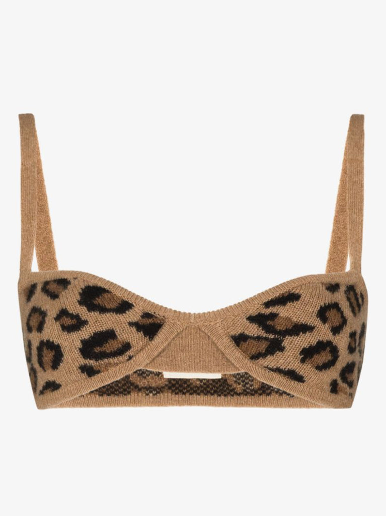 Eda Leopard Print Cashmere Bralette