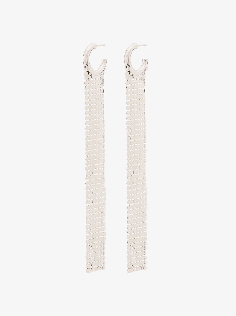 Silver Tone Pixel Chain Mail Earrings