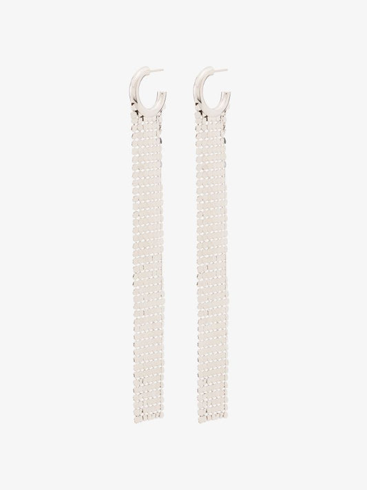 Silver Tone Pixel Chain Mail Earrings