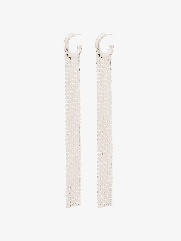 Silver Tone Pixel Chain Mail Earrings