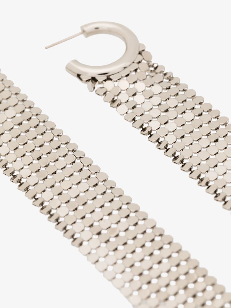 Silver Tone Pixel Chain Mail Earrings