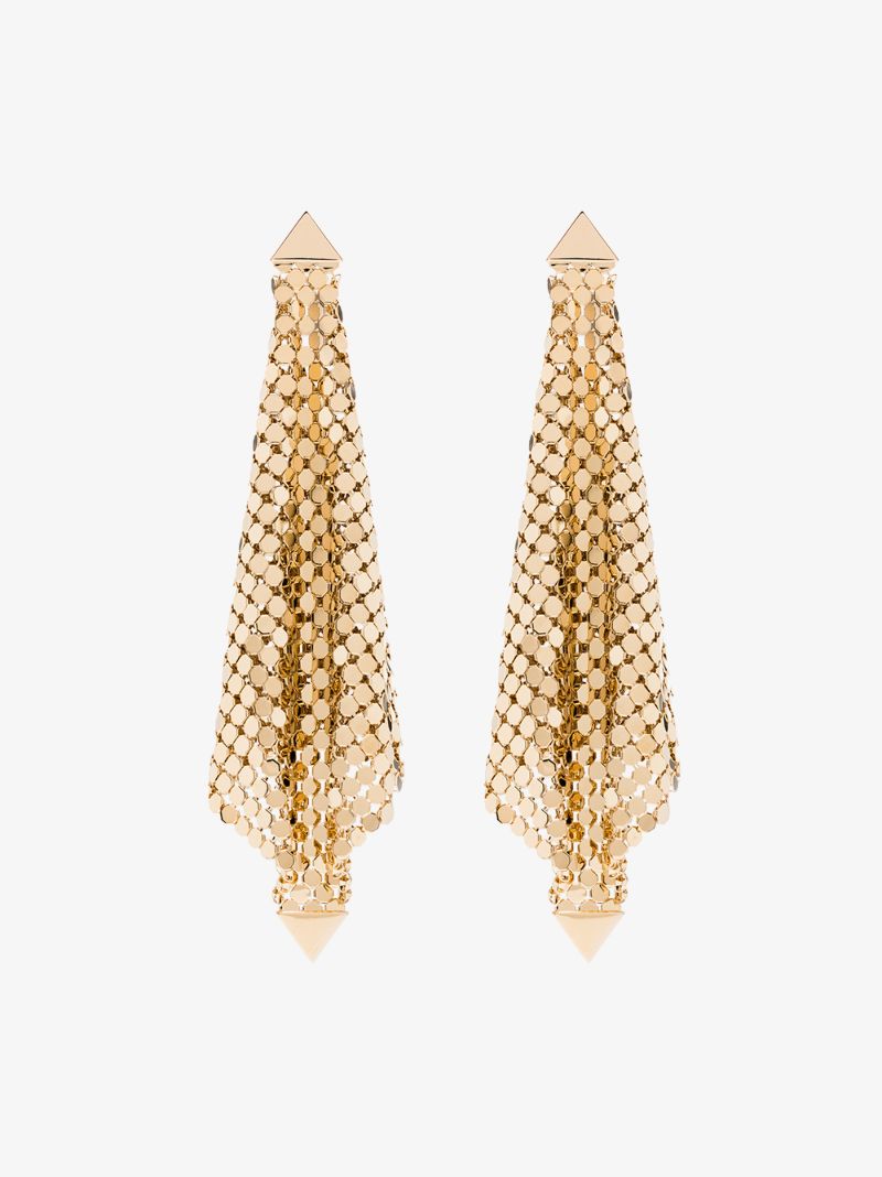 Gold Tone Flexible Chain Mail Drape Earrings