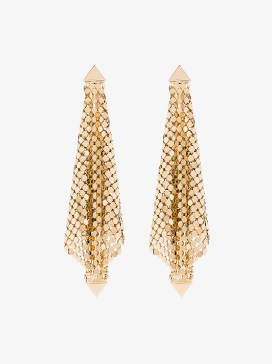 Gold Tone Flexible Chain Mail Drape Earrings