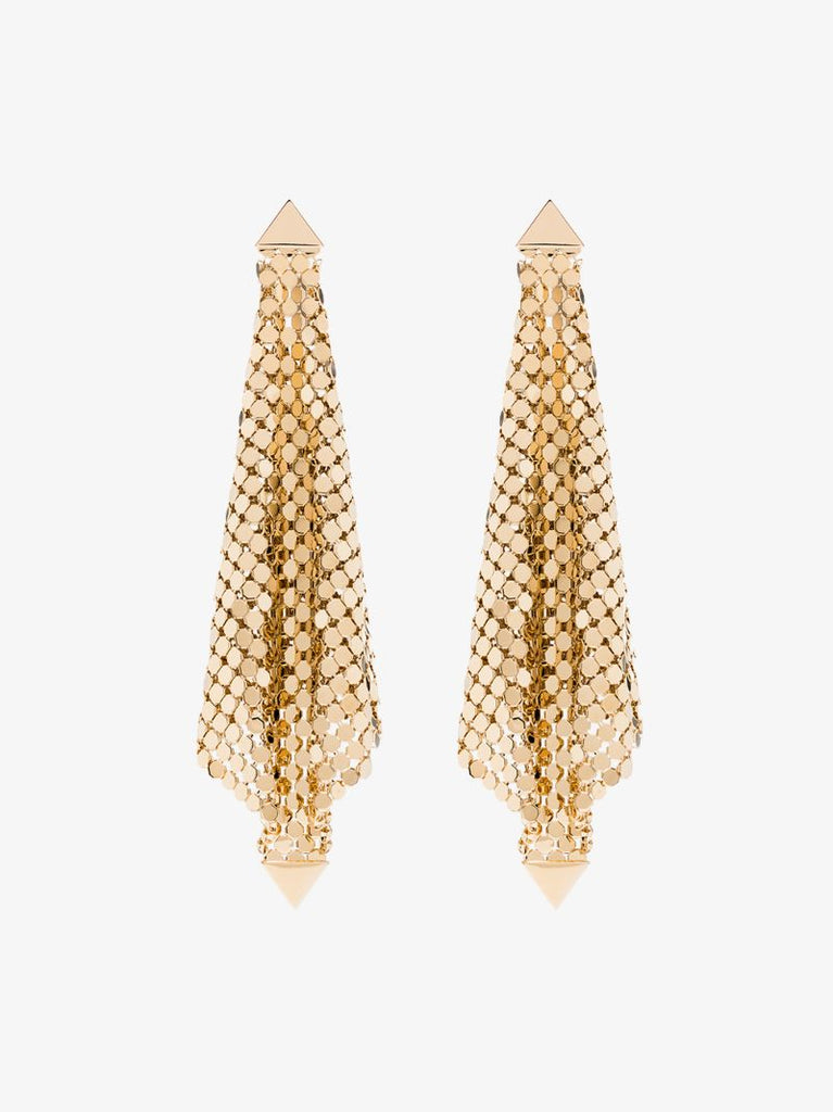Gold Tone Flexible Chain Mail Drape Earrings