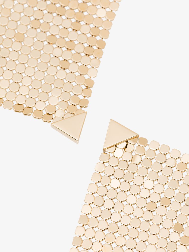 Gold Tone Flexible Chain Mail Drape Earrings