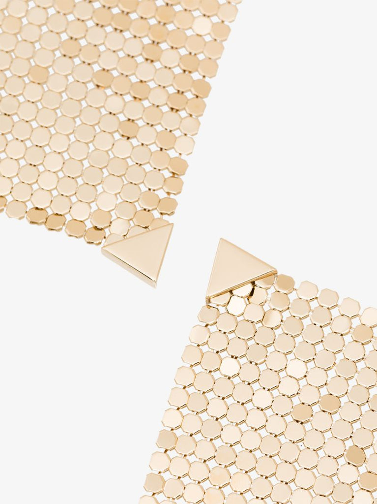 Gold Tone Flexible Chain Mail Drape Earrings