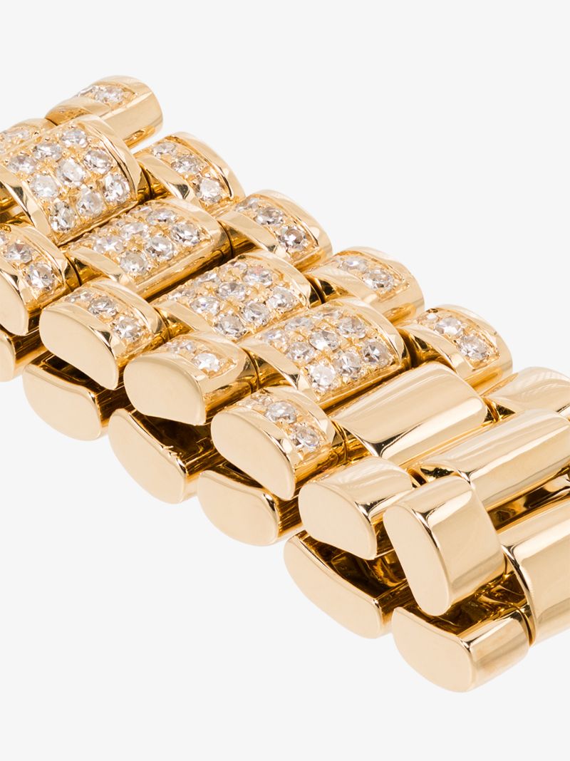 18k Yellow Gold Rail Link Diamond Ring
