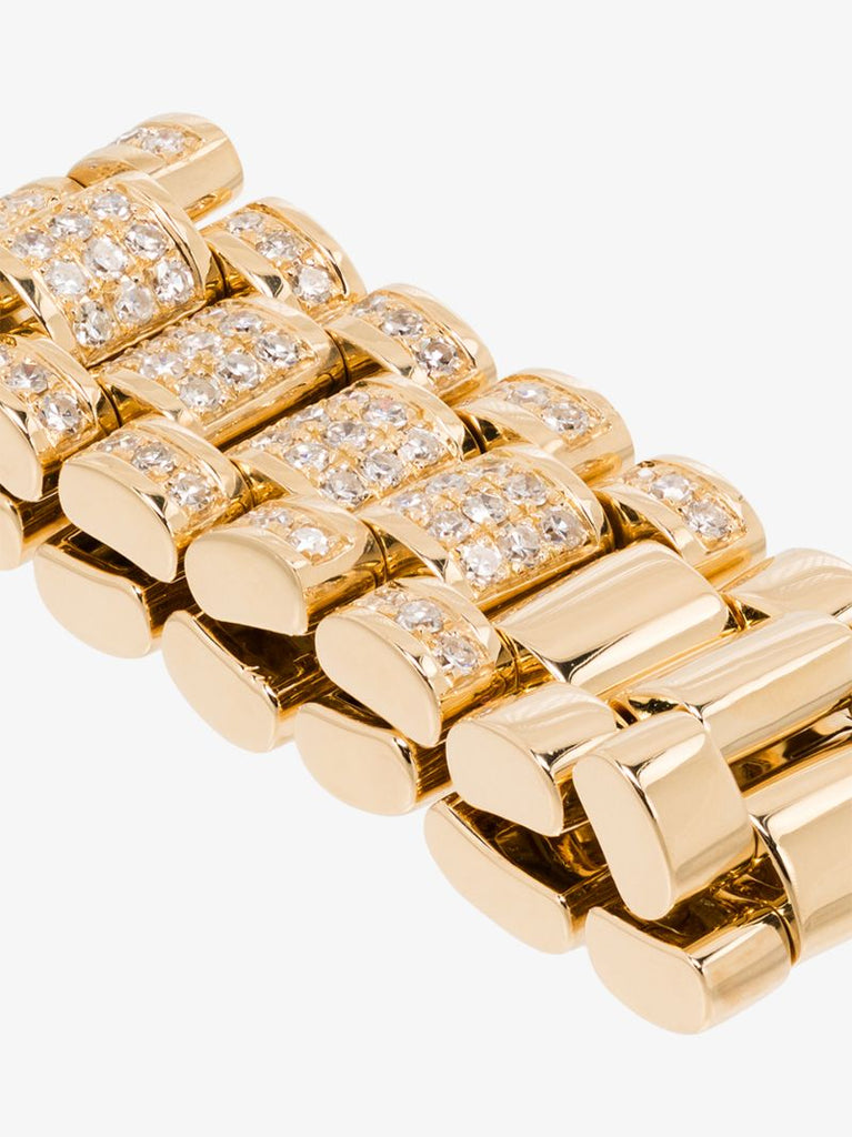 18k Yellow Gold Rail Link Diamond Ring