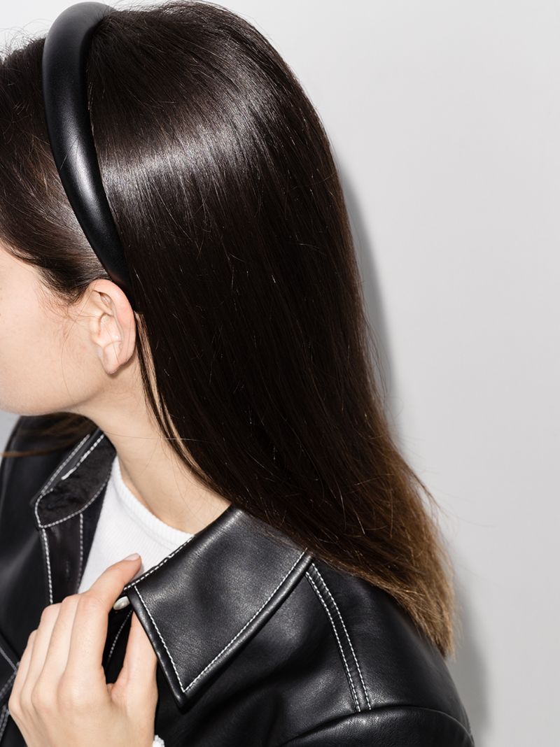Black Marcy Faux Leather Headband