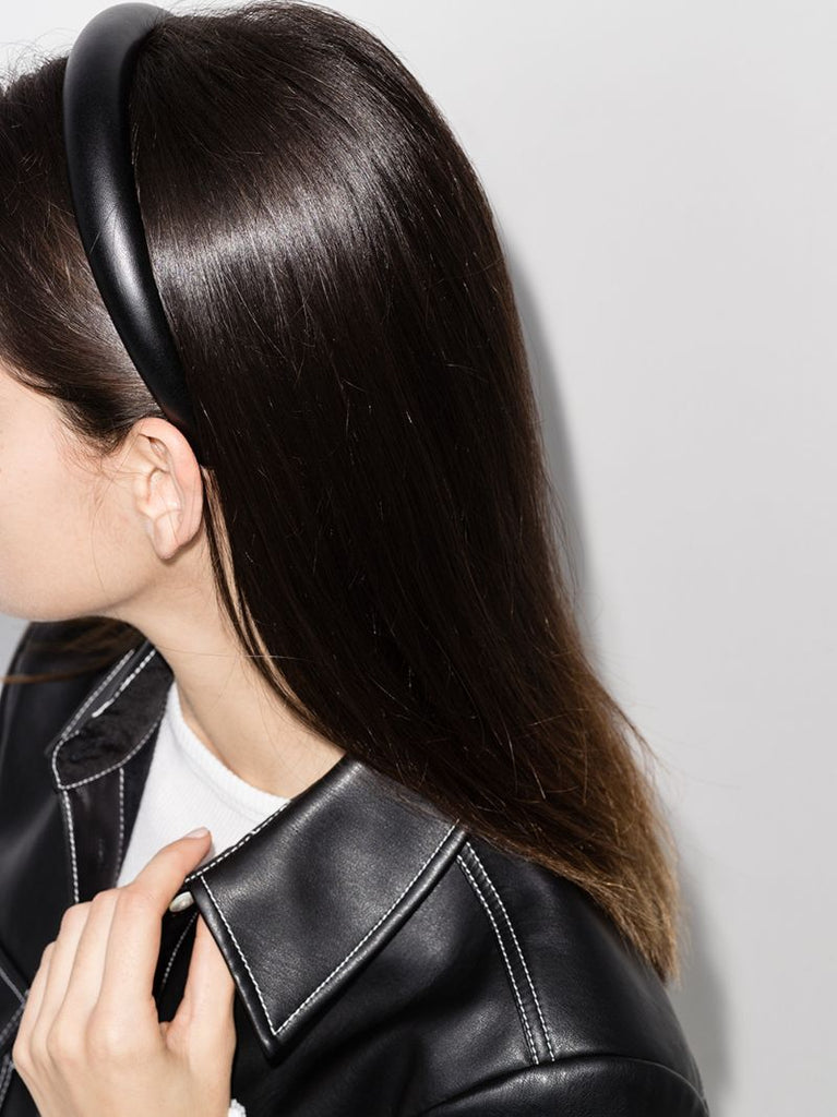 Black Marcy Faux Leather Headband