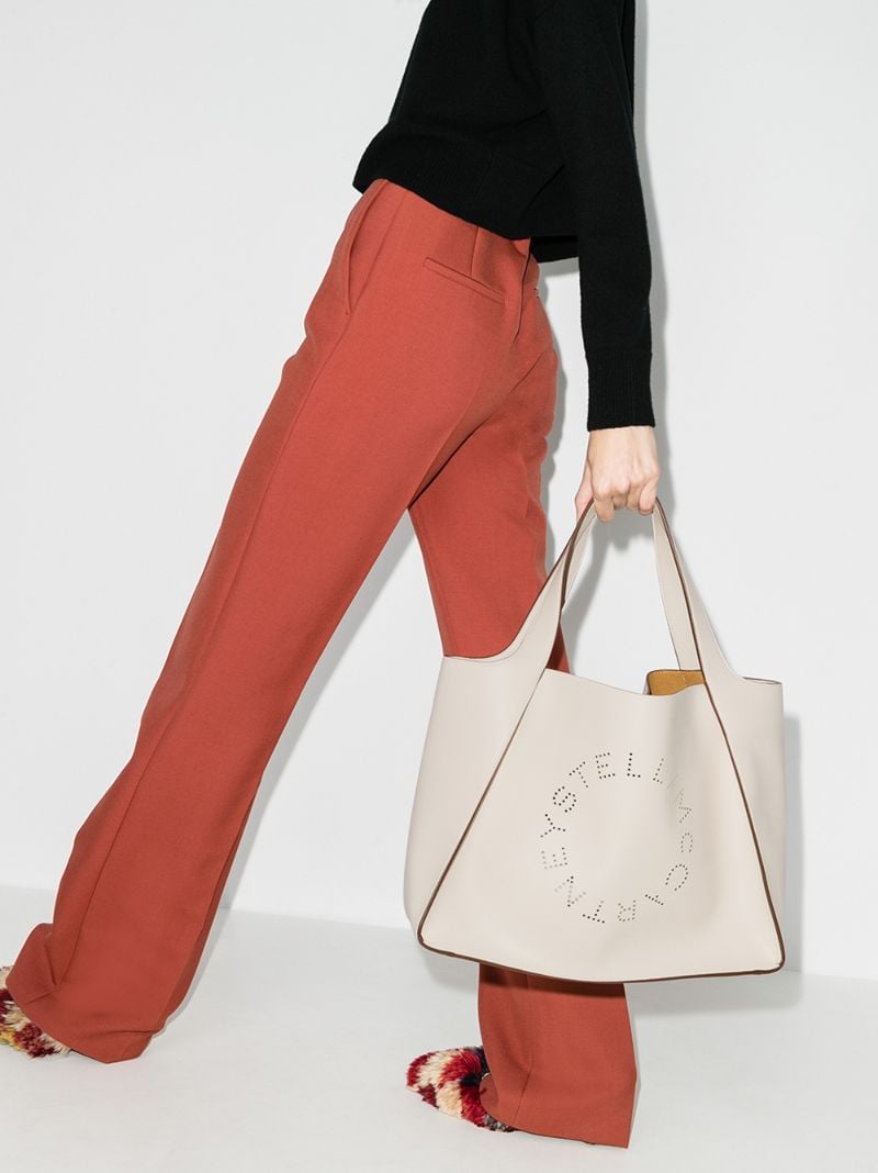 White Perforated Logo Tote Bag