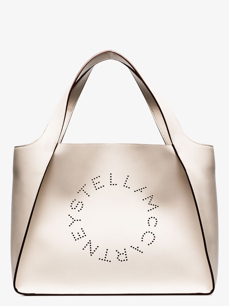 White Perforated Logo Tote Bag