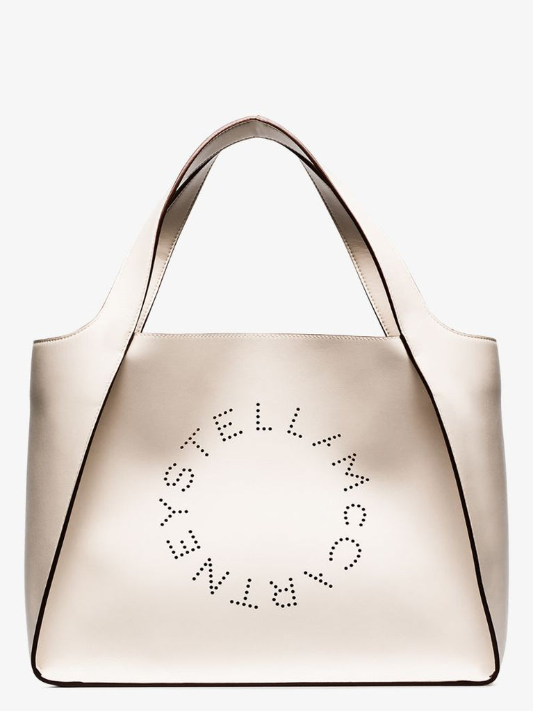White Perforated Logo Tote Bag